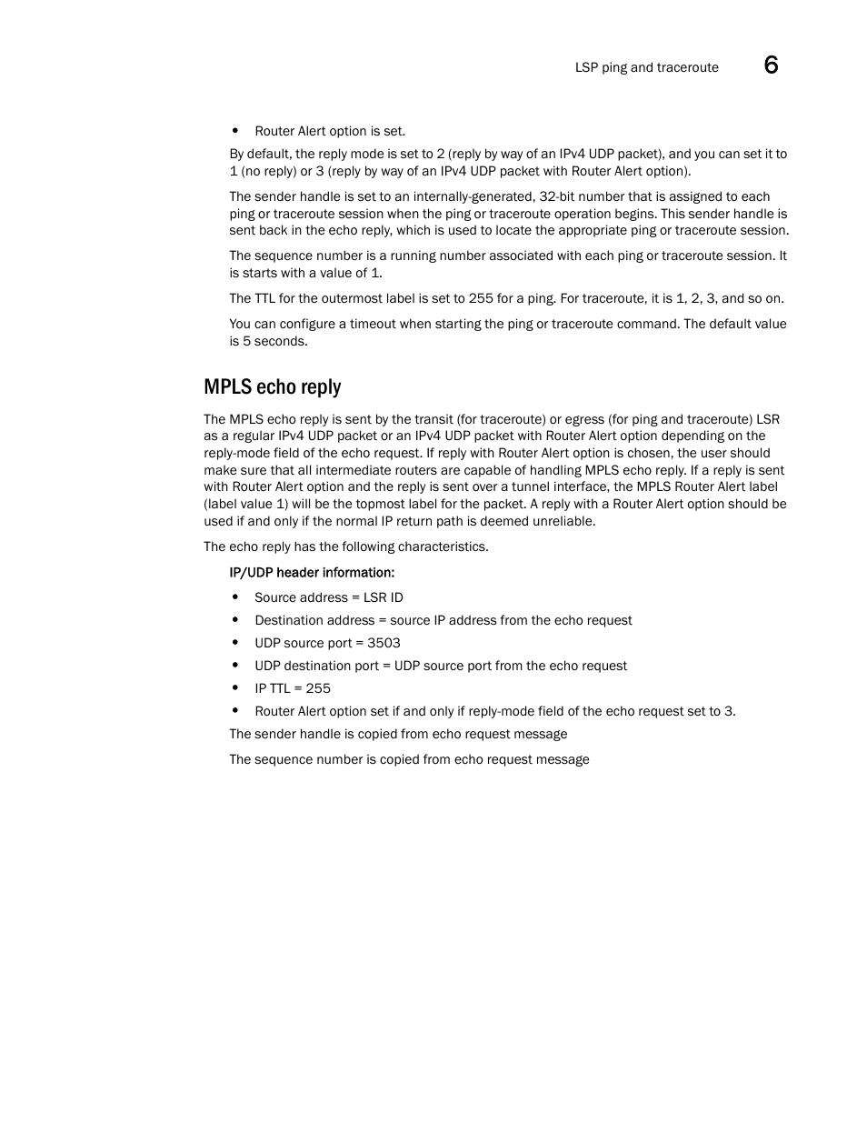 Mpls echo reply, Reply (described in, Mpls | Echo reply | Brocade Multi-Service IronWare Administration Guide (Supporting R05.6.00) User Manual | Page 229 / 432