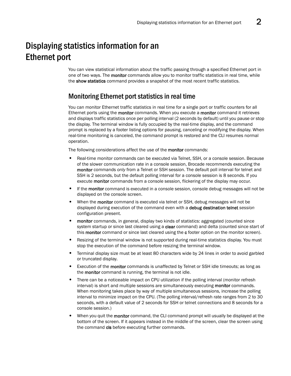 Monitoring ethernet port statistics in real time | Brocade Multi-Service IronWare Administration Guide (Supporting R05.6.00) User Manual | Page 91 / 432