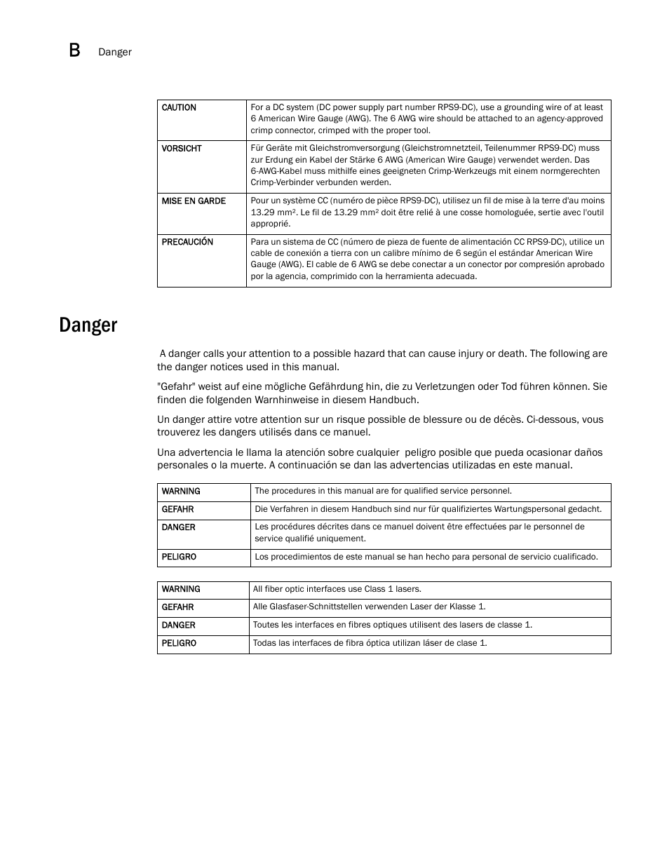 Danger | Brocade NetIron CER 2000 Series Hardware Guide (Supporting R05.6.00) User Manual | Page 106 / 110