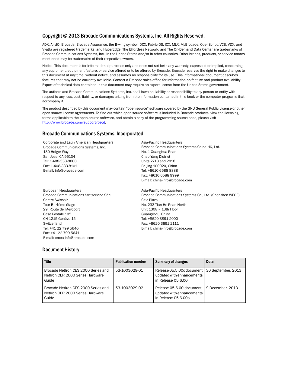 Brocade NetIron CER 2000 Series Hardware Guide (Supporting R05.6.00) User Manual | Page 2 / 110