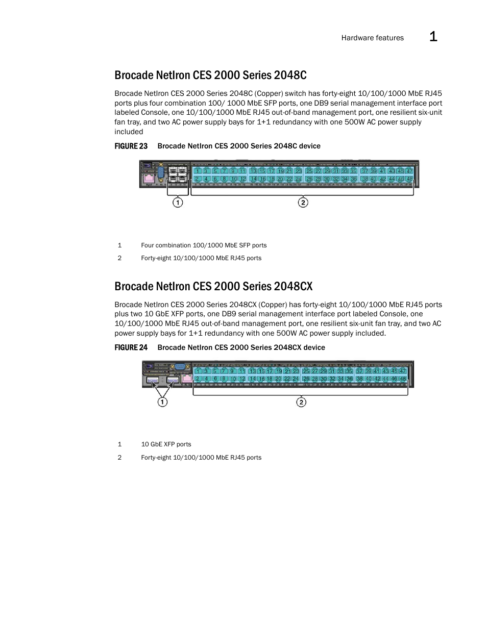 Brocade netiron ces 2000 series 2048c, Brocade netiron ces 2000 series 2048cx | Brocade NetIron CER 2000 Series Hardware Guide (Supporting R05.6.00) User Manual | Page 21 / 110