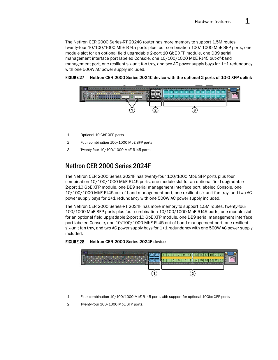 Netiron cer 2000 series 2024f | Brocade NetIron CER 2000 Series Hardware Guide (Supporting R05.6.00) User Manual | Page 23 / 110