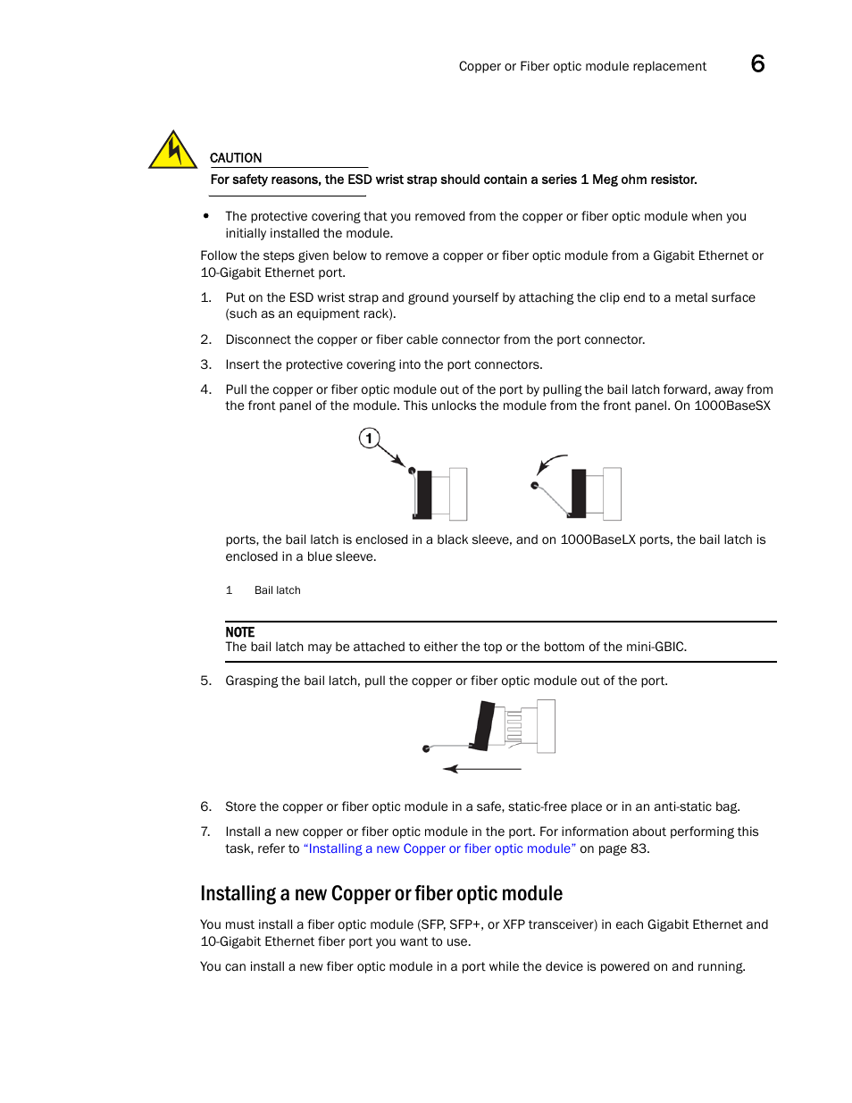 Installing a new copper or fiber optic module, S see | Brocade NetIron CER 2000 Series Hardware Guide (Supporting R05.6.00) User Manual | Page 93 / 110