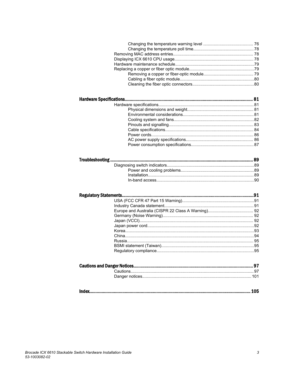 Brocade ICX 6610 Stackable Switch Hardware Installation Guide User Manual | Page 5 / 108