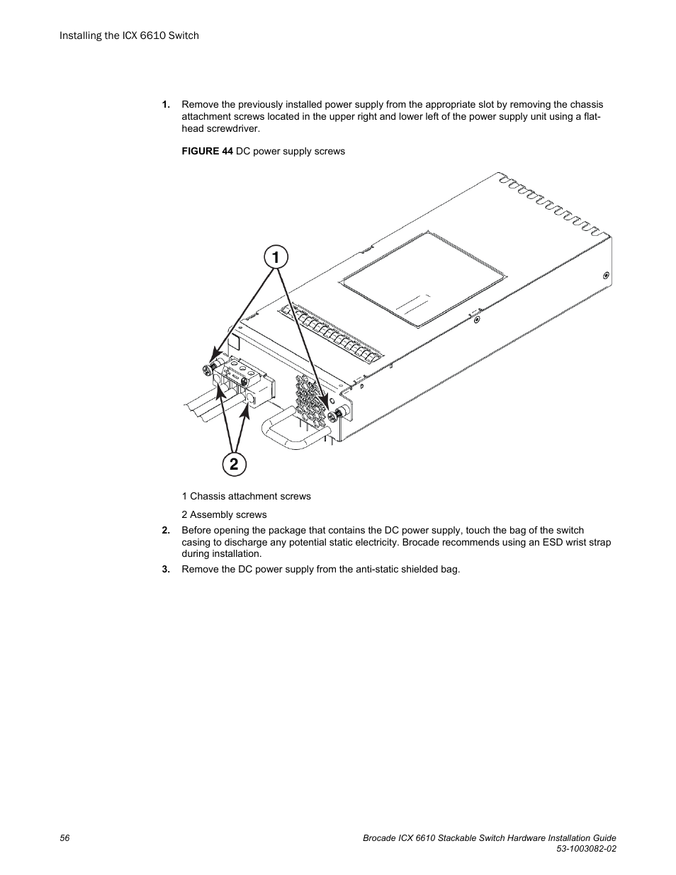 Brocade ICX 6610 Stackable Switch Hardware Installation Guide User Manual | Page 58 / 108