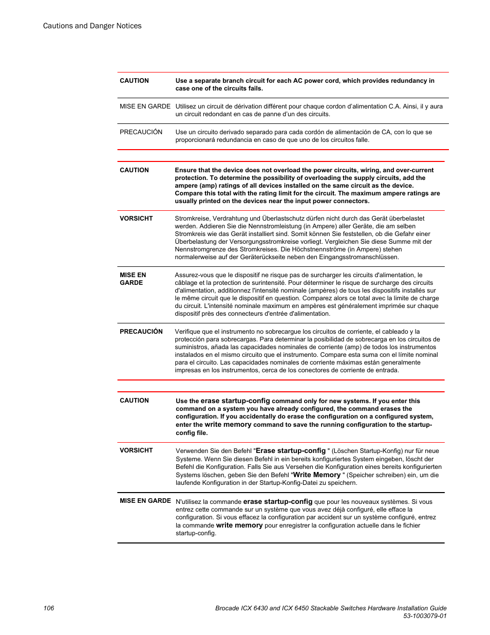 Brocade ICX 6450 Stackable Switches Hardware Installation Guide User Manual | Page 108 / 116