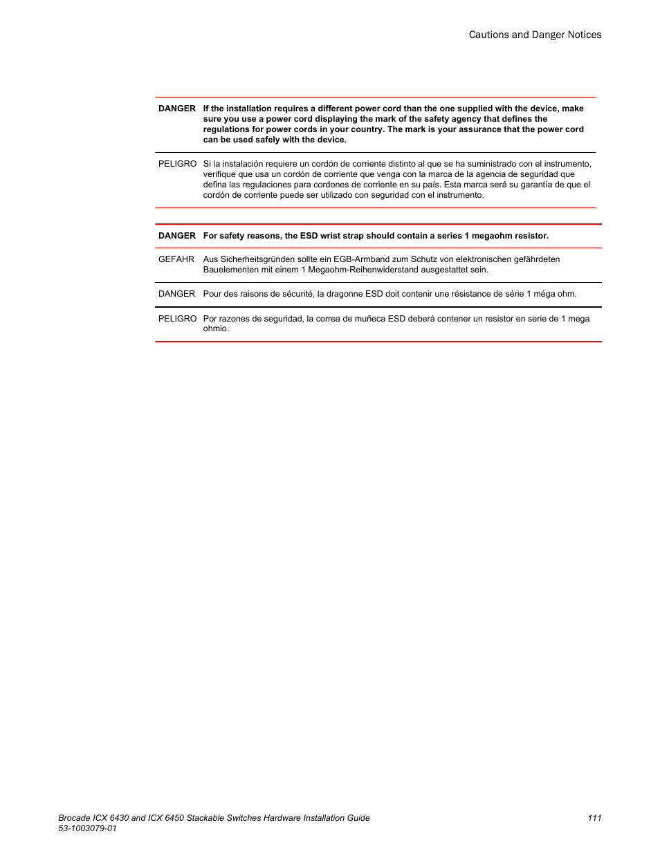 Brocade ICX 6450 Stackable Switches Hardware Installation Guide User Manual | Page 113 / 116