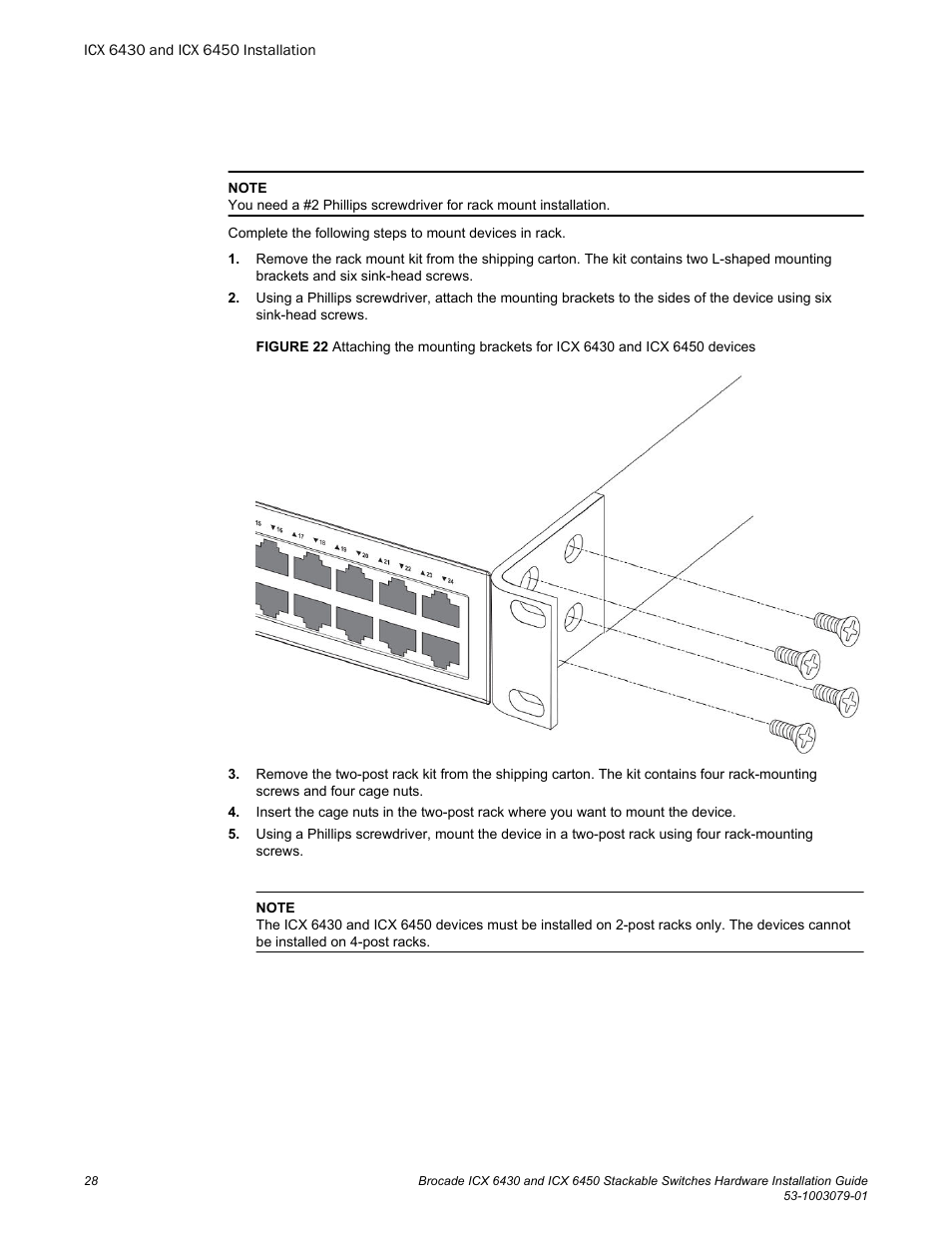 Brocade ICX 6450 Stackable Switches Hardware Installation Guide User Manual | Page 30 / 116