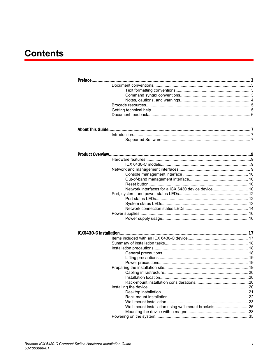 Brocade ICX 6430-C Compact Switch Hardware Installation Guide User Manual | Page 3 / 64