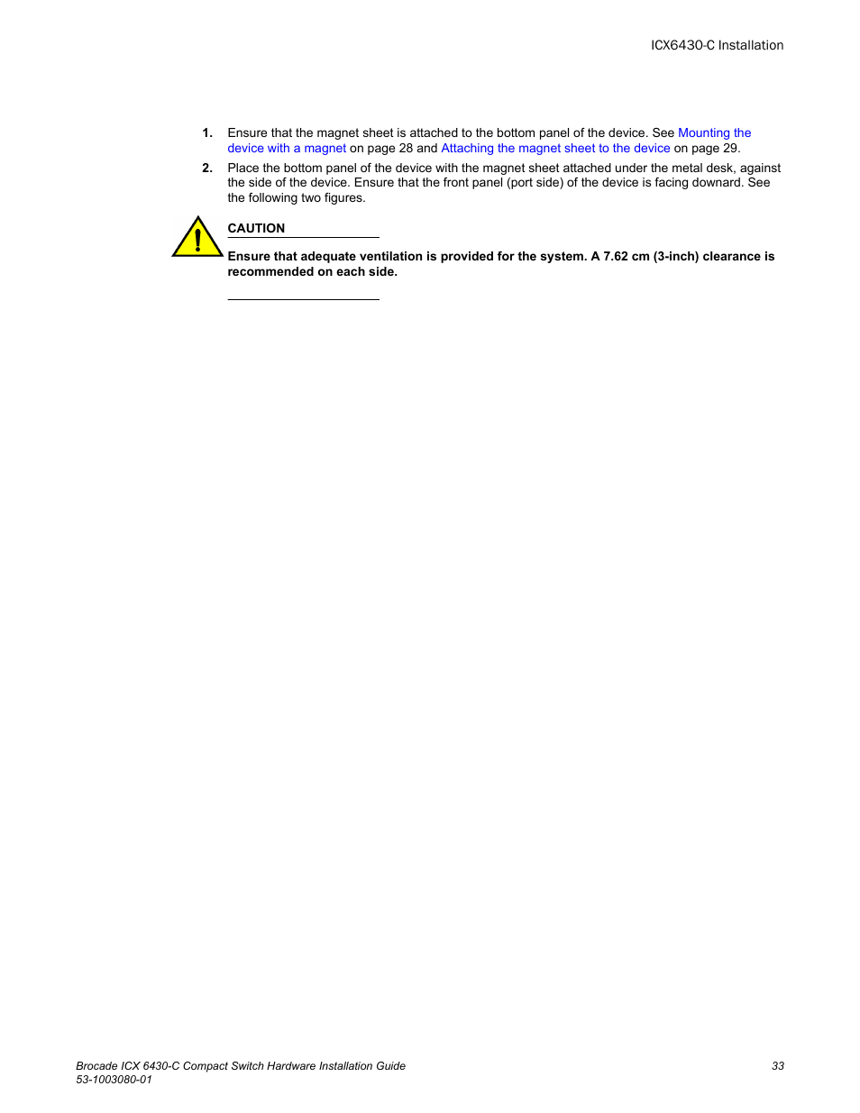 Brocade ICX 6430-C Compact Switch Hardware Installation Guide User Manual | Page 35 / 64