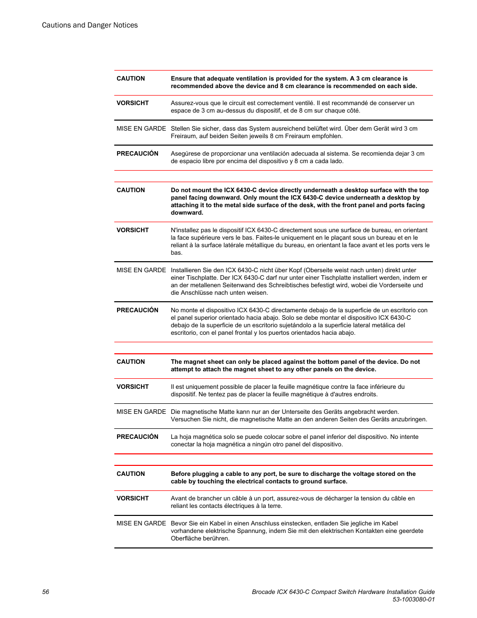 Brocade ICX 6430-C Compact Switch Hardware Installation Guide User Manual | Page 58 / 64