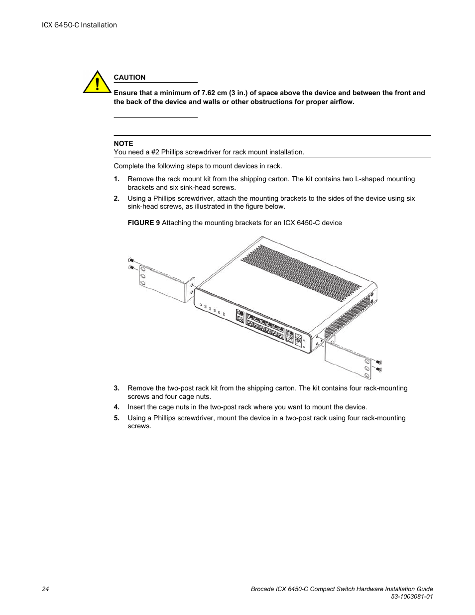 Brocade ICX 6450-C Compact Switch Hardware Installation Guide User Manual | Page 26 / 64