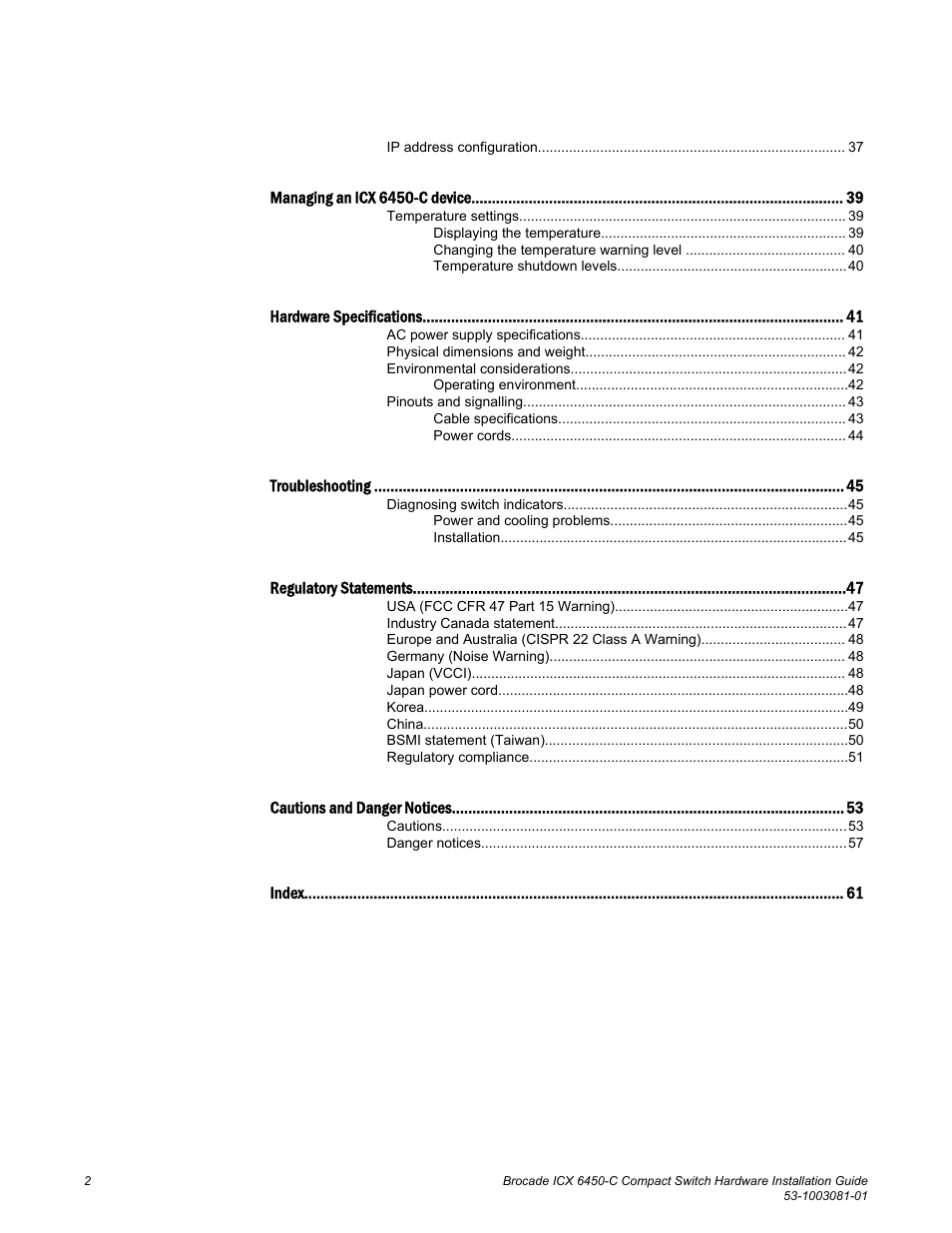 Brocade ICX 6450-C Compact Switch Hardware Installation Guide User Manual | Page 4 / 64