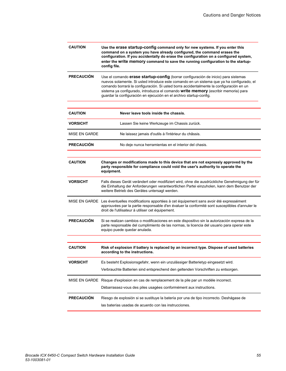 Brocade ICX 6450-C Compact Switch Hardware Installation Guide User Manual | Page 57 / 64