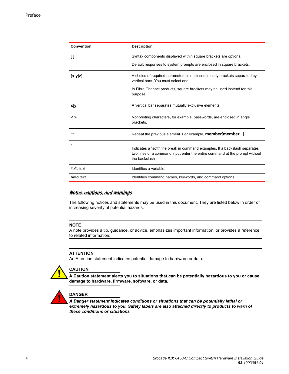 Brocade ICX 6450-C Compact Switch Hardware Installation Guide User Manual | Page 6 / 64