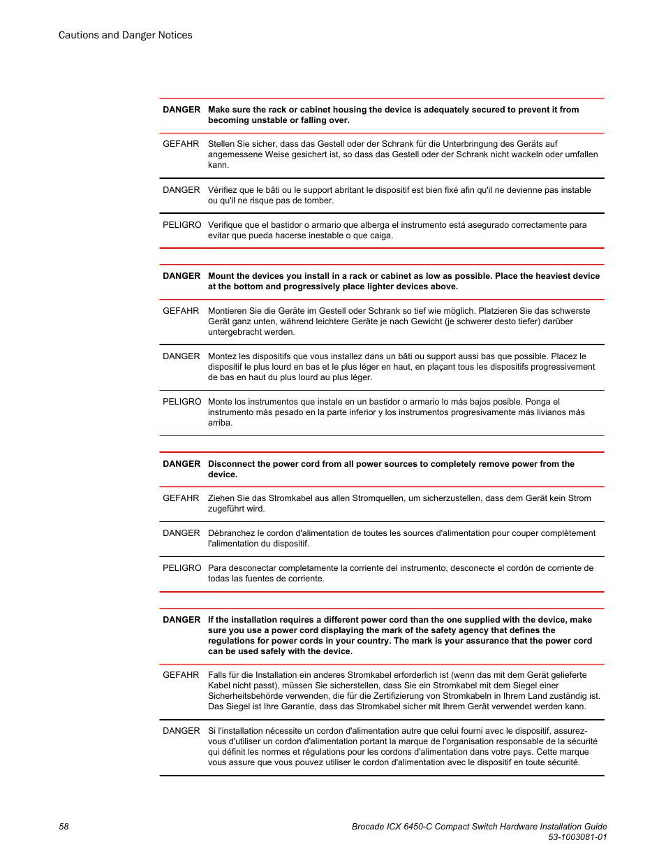 Brocade ICX 6450-C Compact Switch Hardware Installation Guide User Manual | Page 60 / 64