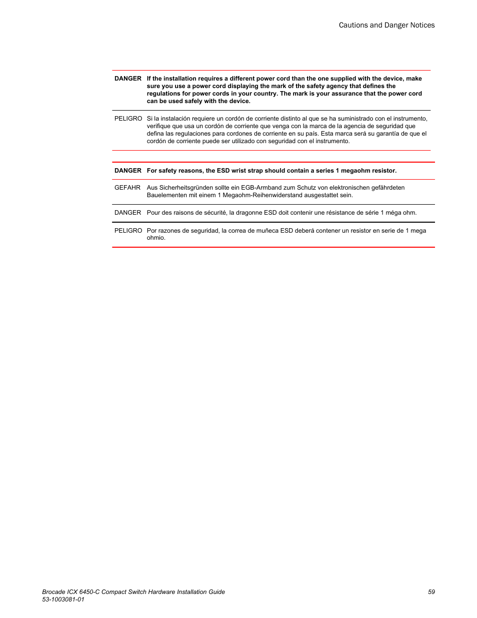 Brocade ICX 6450-C Compact Switch Hardware Installation Guide User Manual | Page 61 / 64