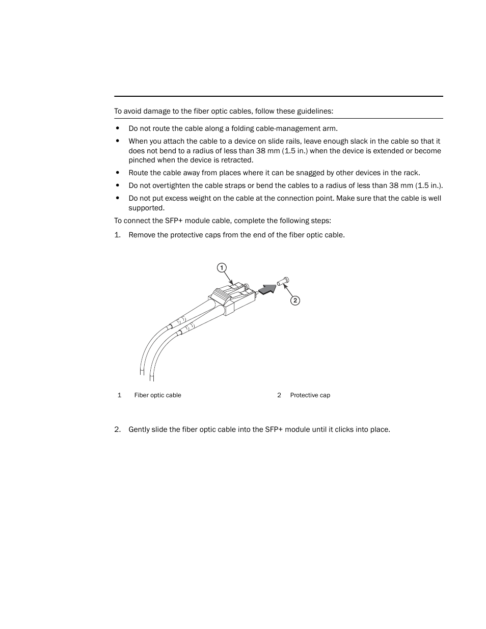 Connecting the sfp+ module cable | Brocade FCoE Switch Module for IBM BladeCenter Installation and User’s Guide User Manual | Page 34 / 76