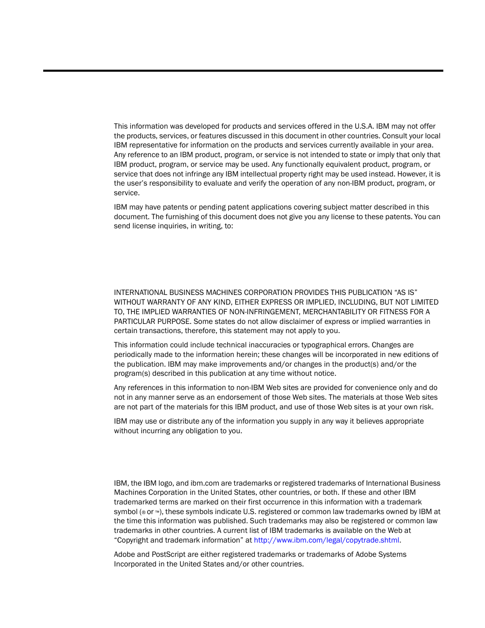 Appendix b. notices, Trademarks | Brocade FCoE Switch Module for IBM BladeCenter Installation and User’s Guide User Manual | Page 61 / 76