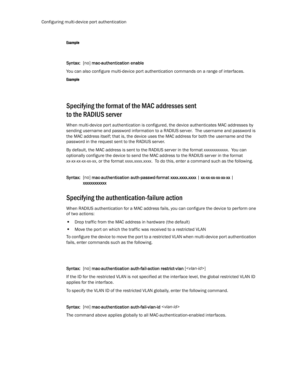 Specifying the authentication-failure action | Brocade TurboIron 24X Series Configuration Guide User Manual | Page 1038 / 1116