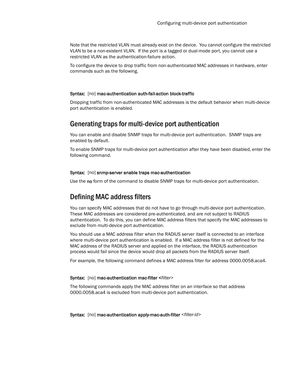Defining mac address filters | Brocade TurboIron 24X Series Configuration Guide User Manual | Page 1039 / 1116
