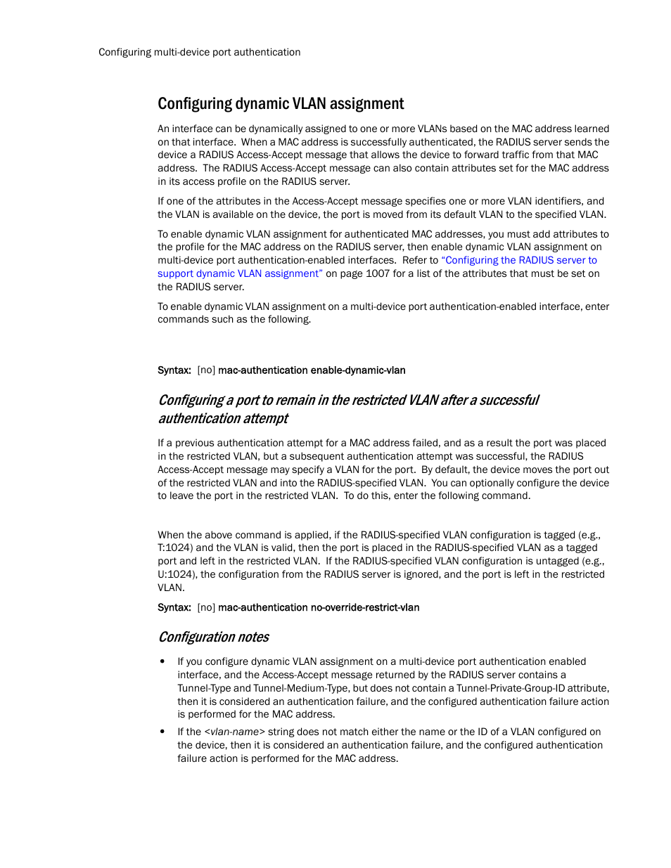 Configuring dynamic vlan assignment | Brocade TurboIron 24X Series Configuration Guide User Manual | Page 1040 / 1116