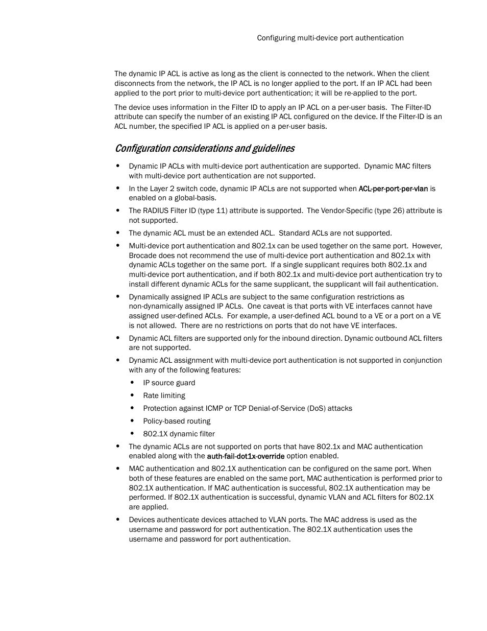Configuration considerations and guidelines | Brocade TurboIron 24X Series Configuration Guide User Manual | Page 1043 / 1116