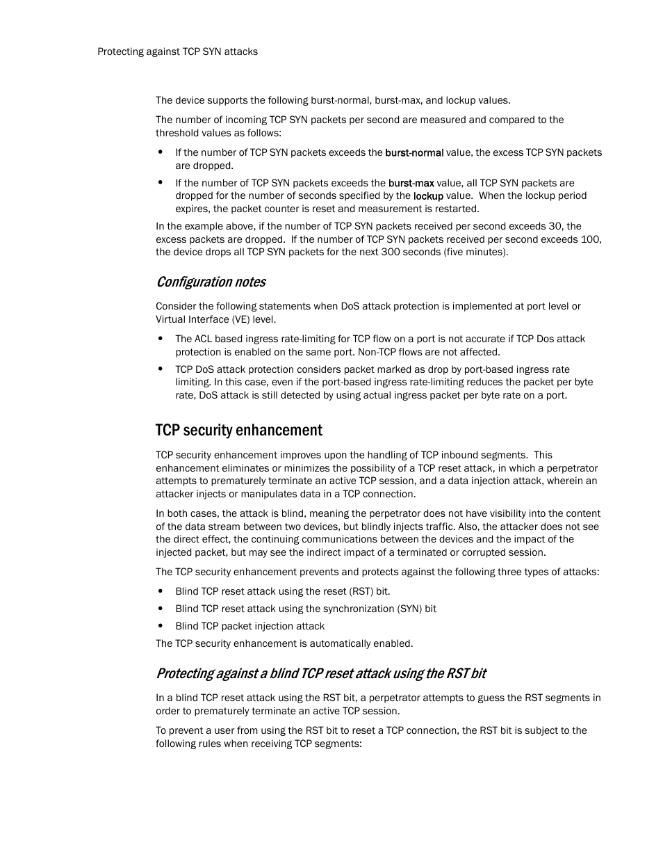 Tcp security enhancement | Brocade TurboIron 24X Series Configuration Guide User Manual | Page 1060 / 1116