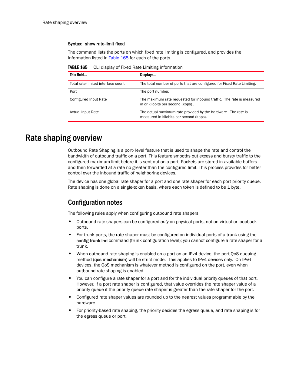 Rate shaping overview, Configuration notes, Rate shaping overview 2 | Brocade TurboIron 24X Series Configuration Guide User Manual | Page 1066 / 1116