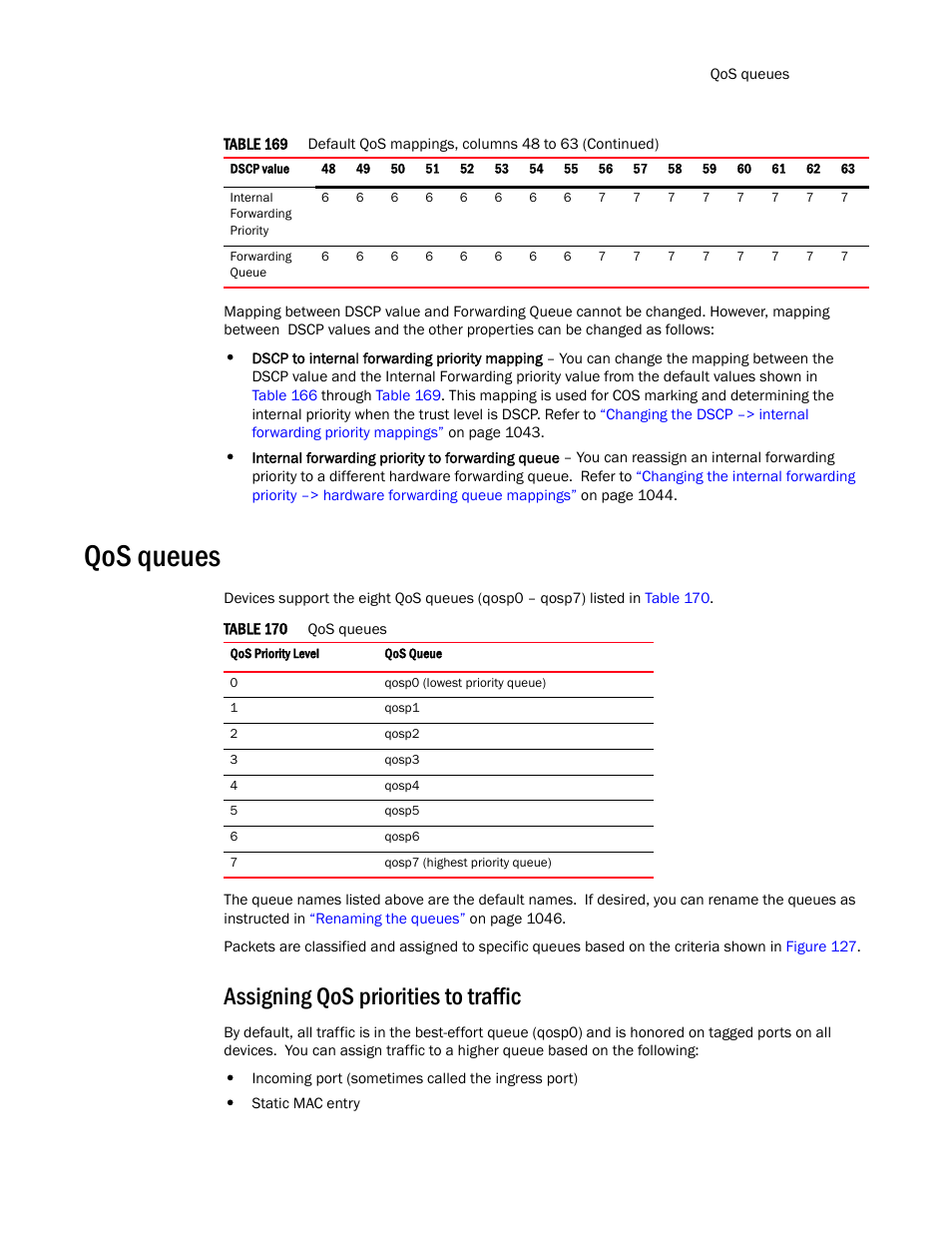 Qos queues, Assigning qos priorities to traffic, Qos queues 9 | Brocade TurboIron 24X Series Configuration Guide User Manual | Page 1073 / 1116