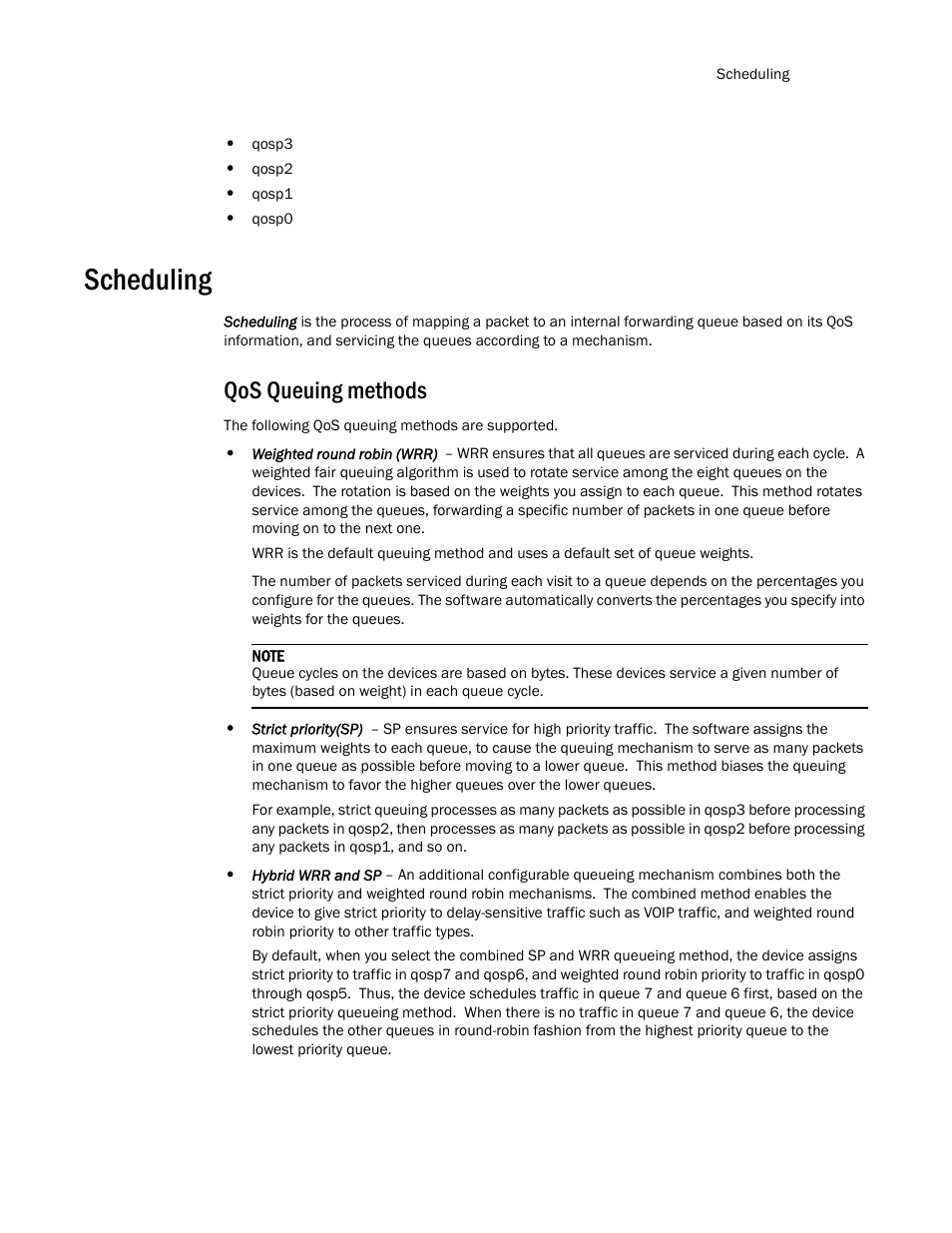 Scheduling, Qos queuing methods, Scheduling 5 | Brocade TurboIron 24X Series Configuration Guide User Manual | Page 1079 / 1116