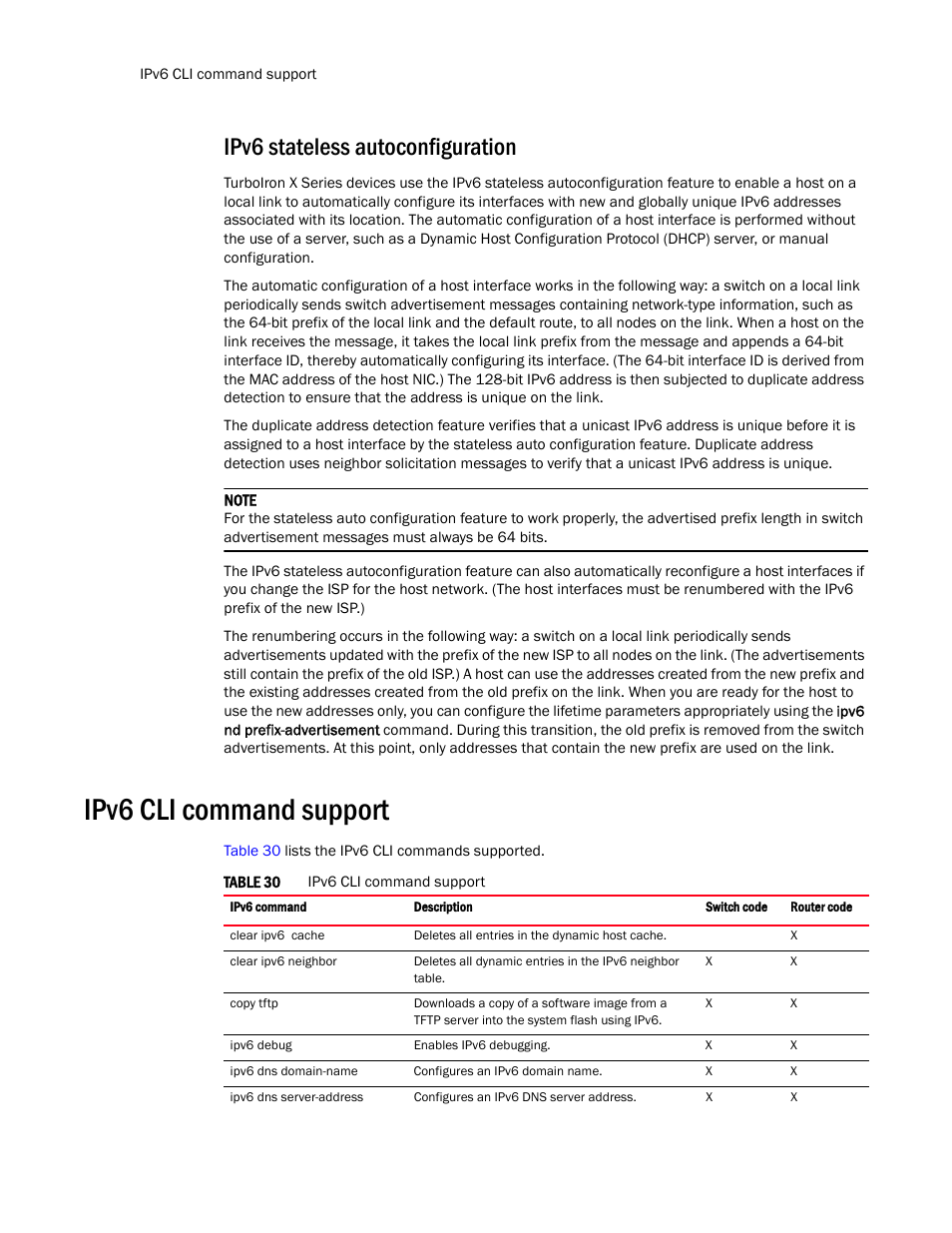 Ipv6 stateless autoconfiguration, Ipv6 cli command support | Brocade TurboIron 24X Series Configuration Guide User Manual | Page 170 / 1116