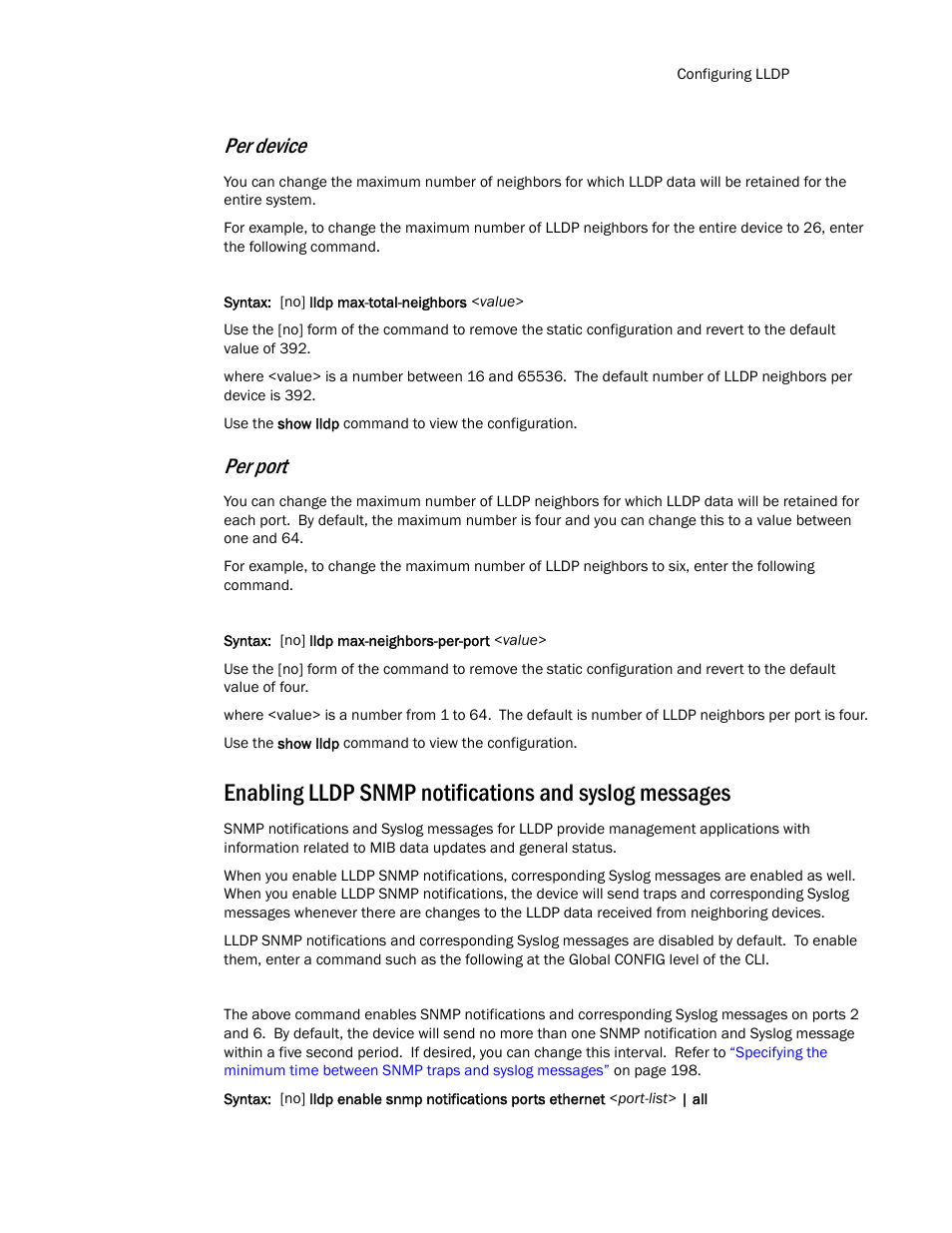 Per device, Per port | Brocade TurboIron 24X Series Configuration Guide User Manual | Page 231 / 1116