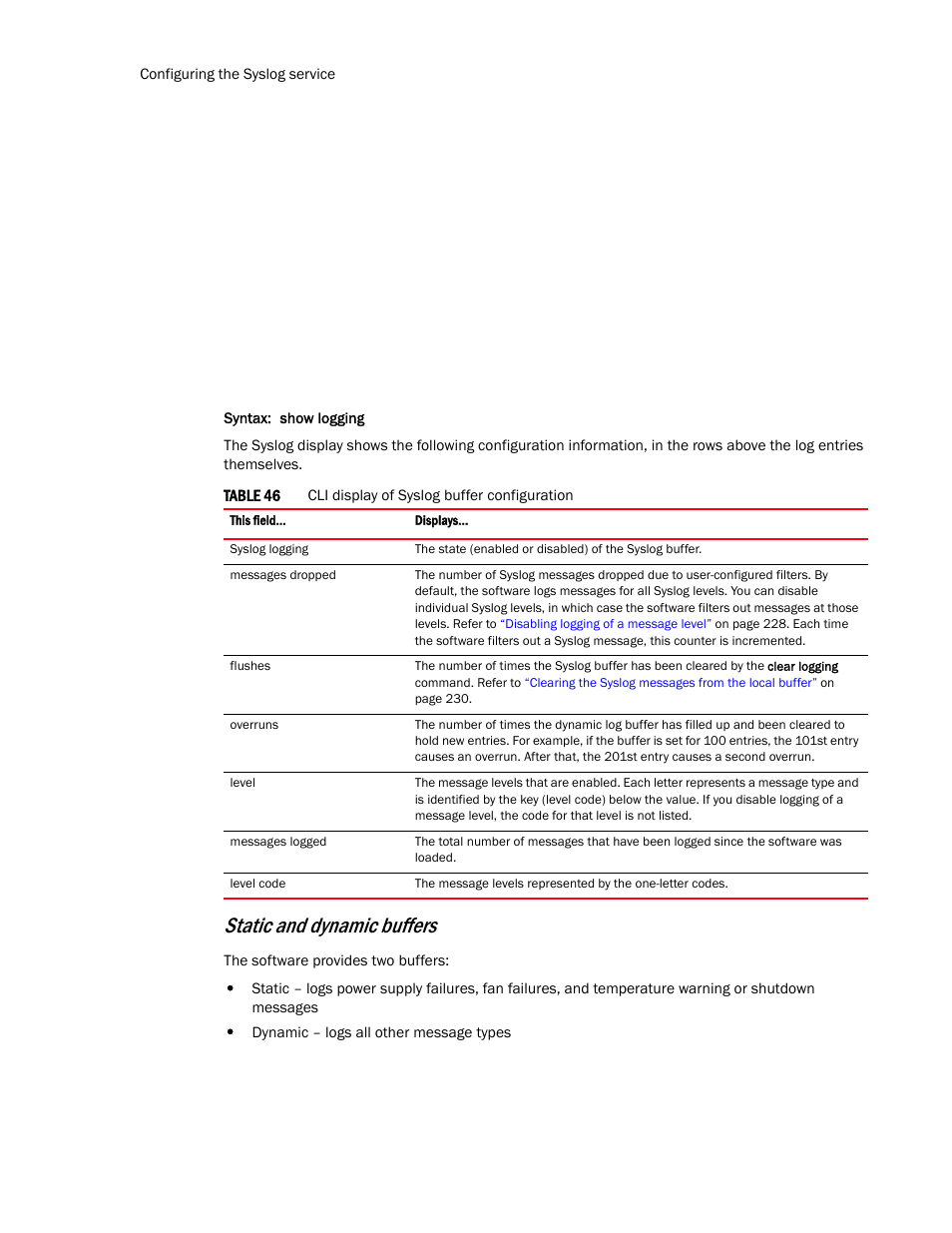 Static and dynamic buffers | Brocade TurboIron 24X Series Configuration Guide User Manual | Page 258 / 1116