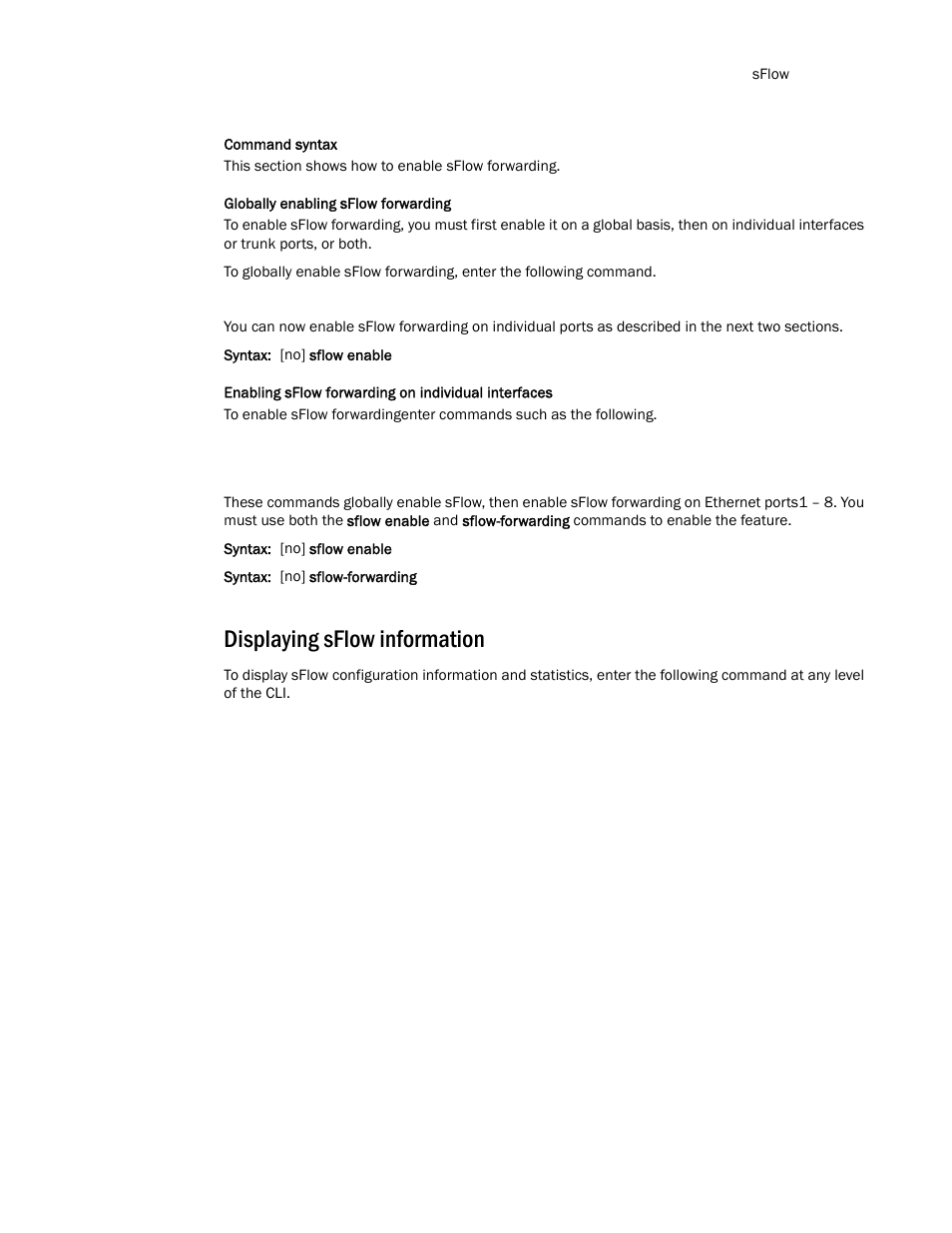 Displaying sflow information | Brocade TurboIron 24X Series Configuration Guide User Manual | Page 283 / 1116