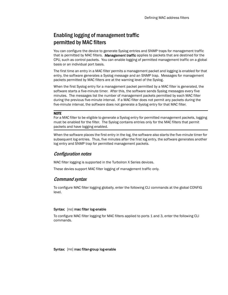 Command syntax | Brocade TurboIron 24X Series Configuration Guide User Manual | Page 297 / 1116