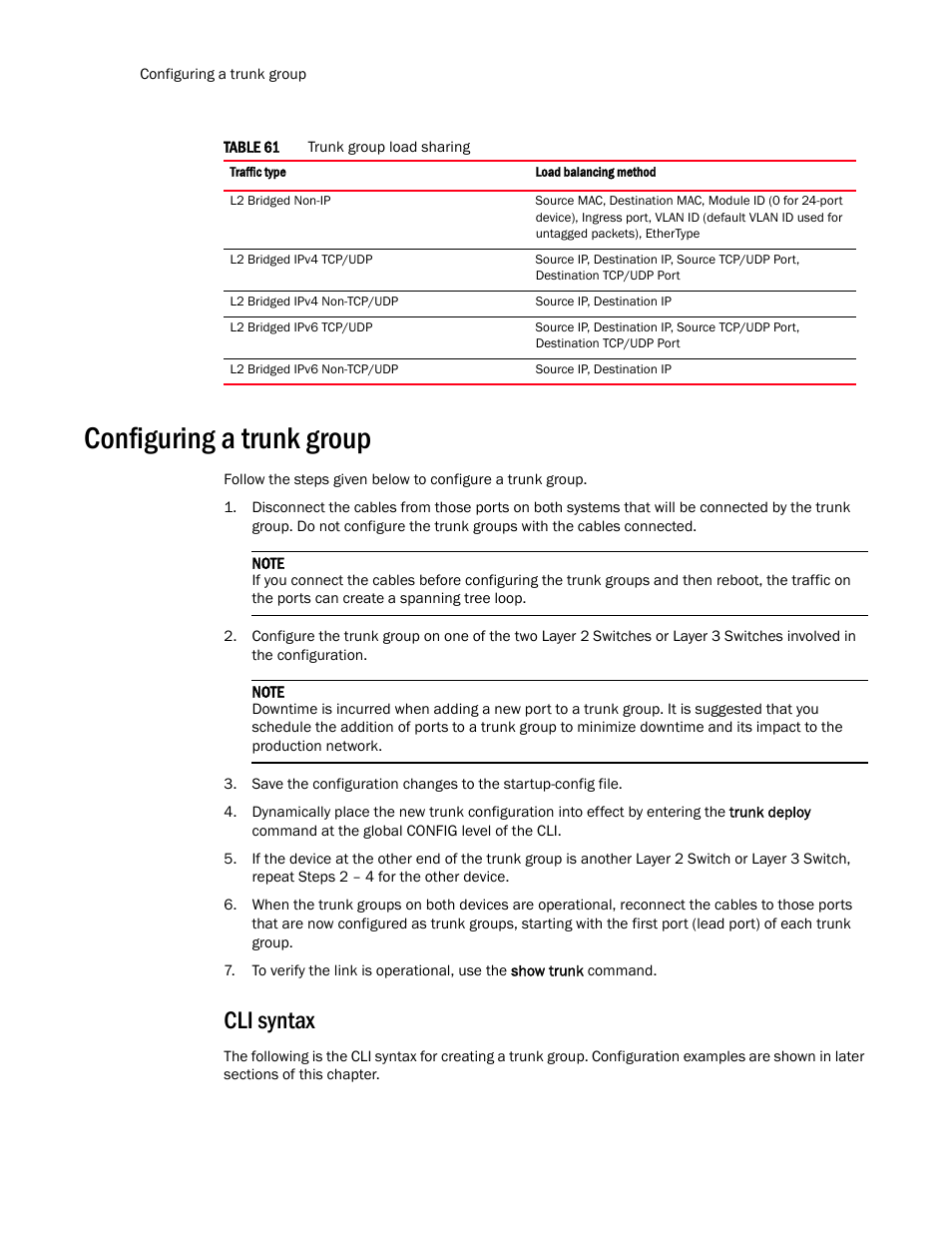 Configuring a trunk group, Cli syntax | Brocade TurboIron 24X Series Configuration Guide User Manual | Page 370 / 1116