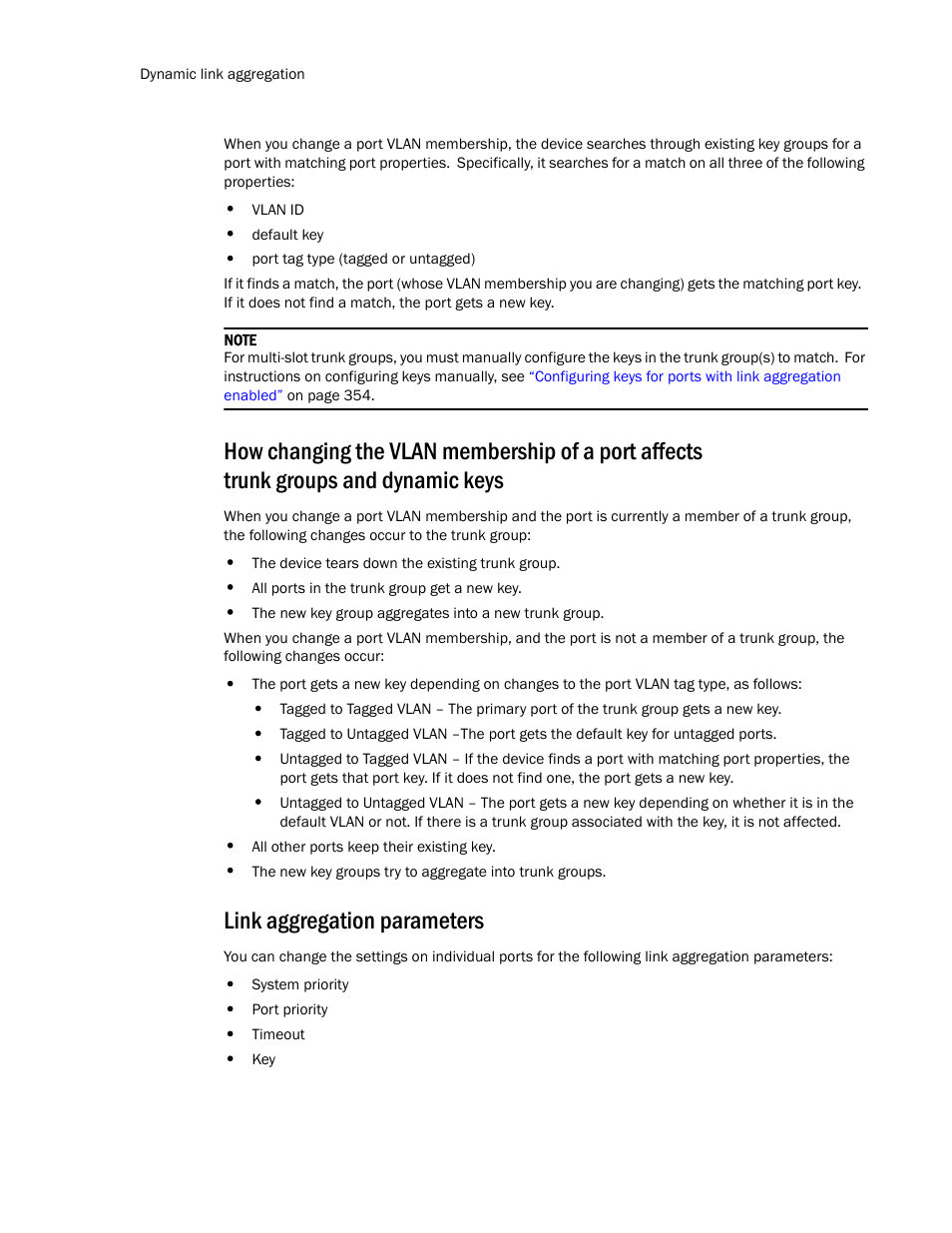 Link aggregation parameters | Brocade TurboIron 24X Series Configuration Guide User Manual | Page 384 / 1116