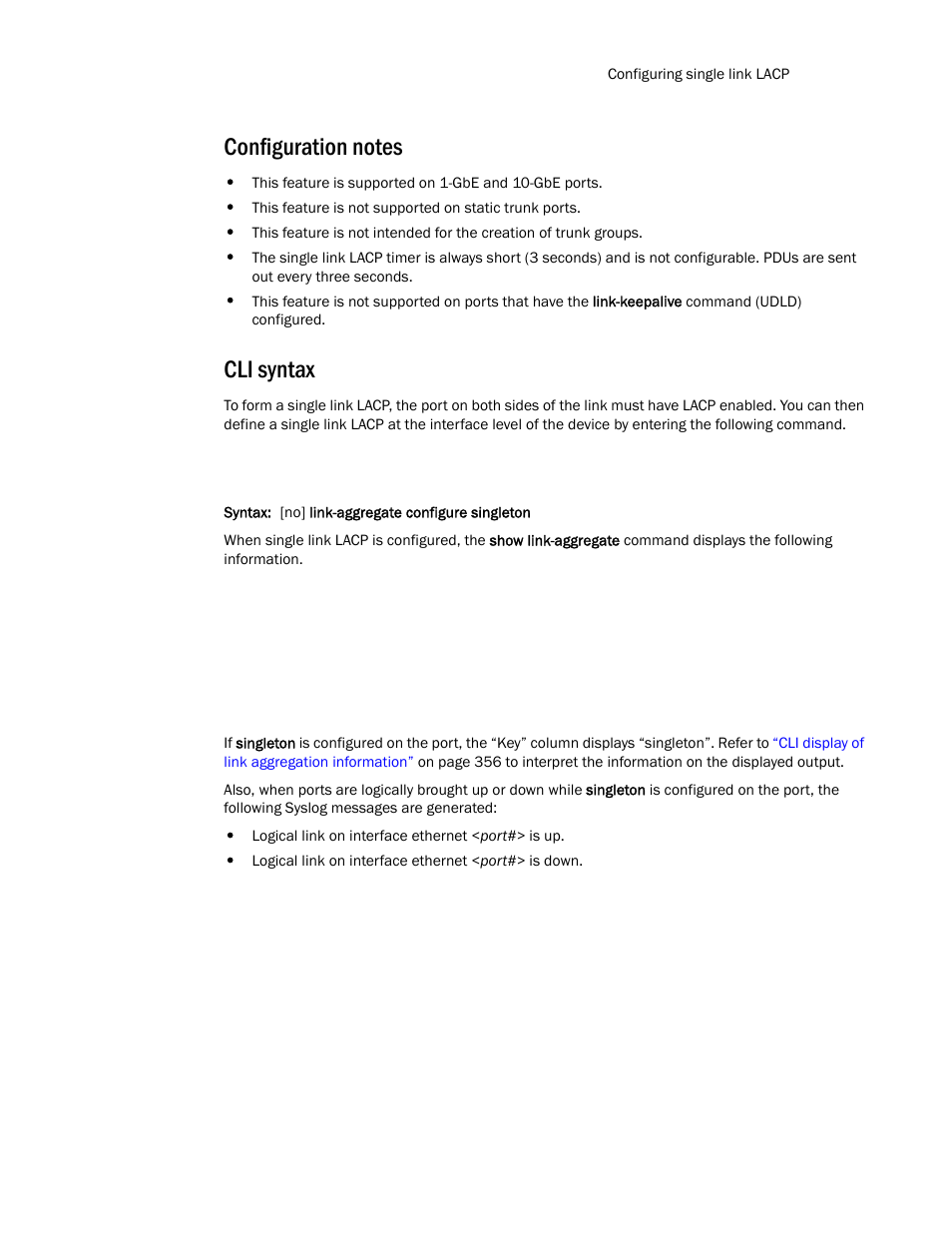 Configuration notes, Cli syntax | Brocade TurboIron 24X Series Configuration Guide User Manual | Page 393 / 1116