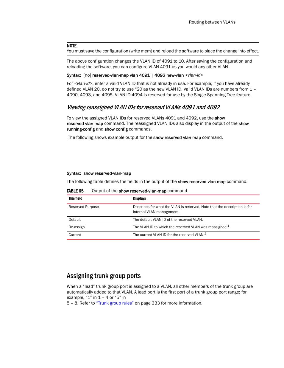 Assigning trunk group ports | Brocade TurboIron 24X Series Configuration Guide User Manual | Page 411 / 1116