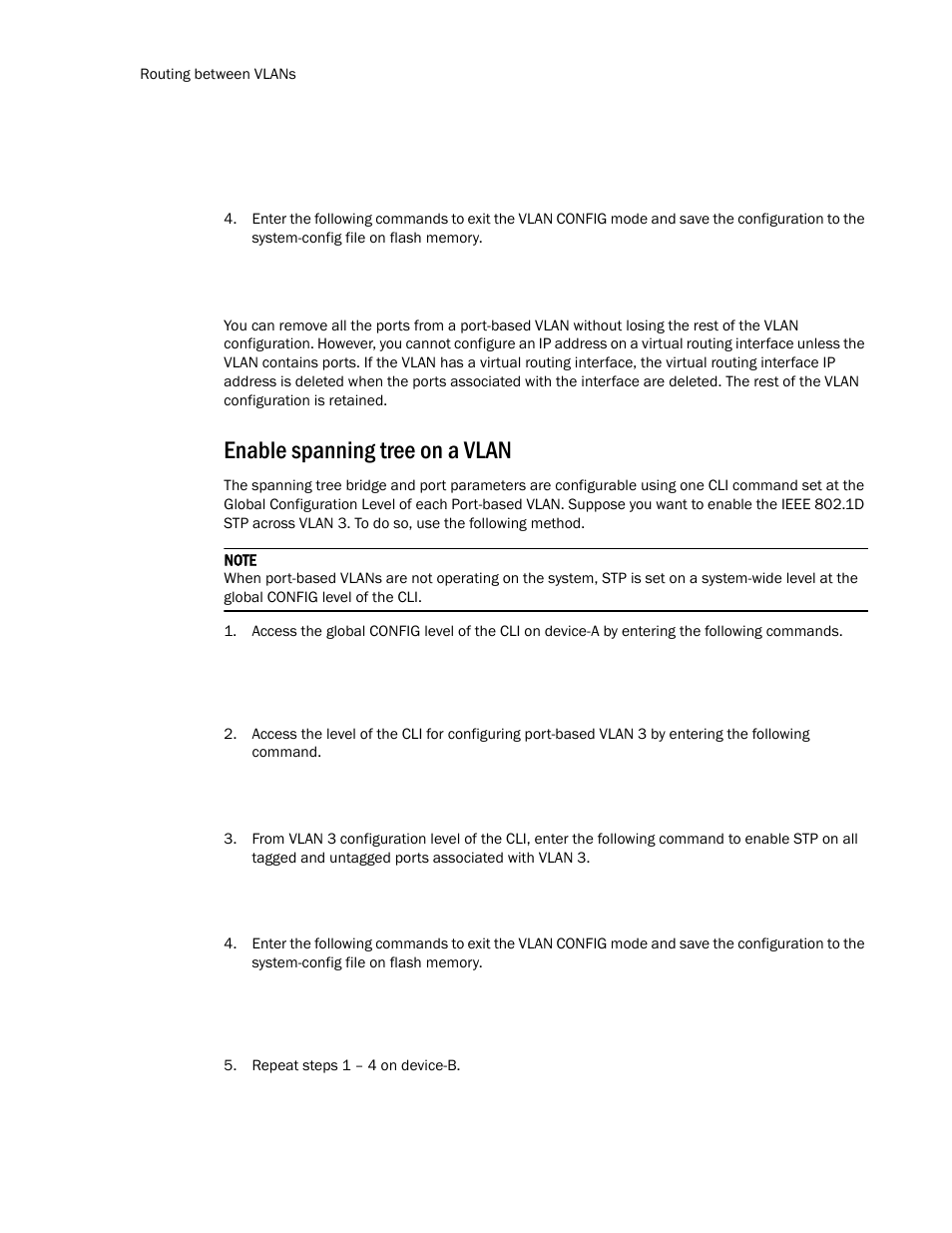 Enable spanning tree on a vlan | Brocade TurboIron 24X Series Configuration Guide User Manual | Page 416 / 1116