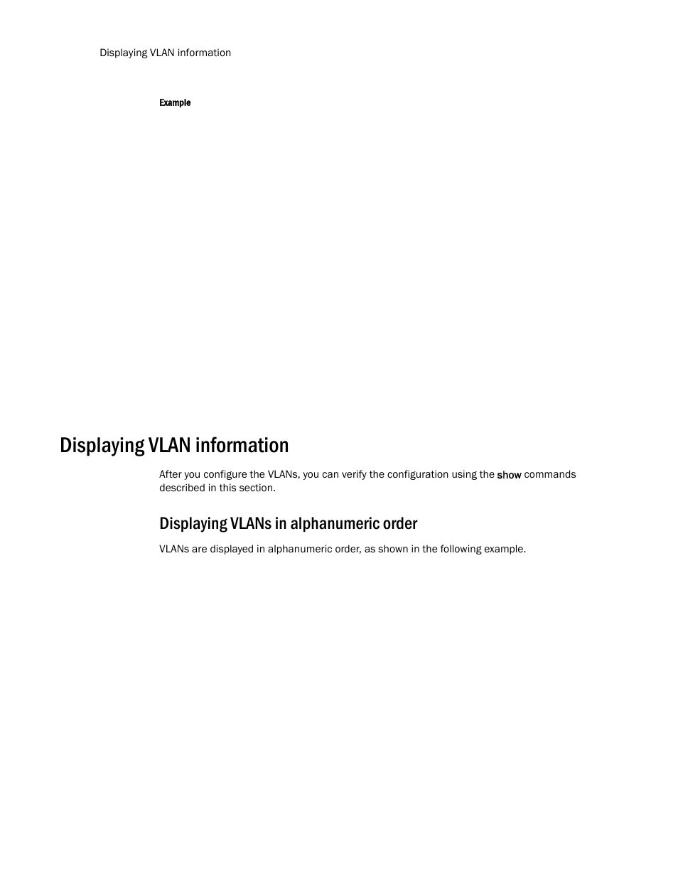 Displaying vlan information, Displaying vlans in alphanumeric order | Brocade TurboIron 24X Series Configuration Guide User Manual | Page 452 / 1116