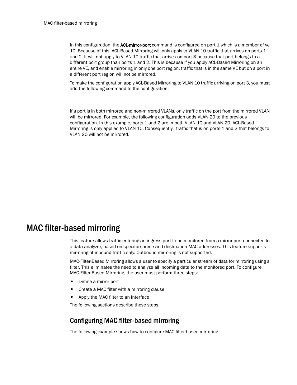 Mac filter-based mirroring, Configuring mac filter-based mirroring | Brocade TurboIron 24X Series Configuration Guide User Manual | Page 464 / 1116