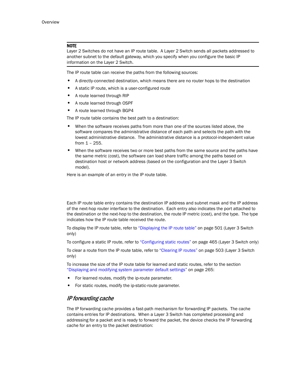 Ip forwarding cache | Brocade TurboIron 24X Series Configuration Guide User Manual | Page 472 / 1116