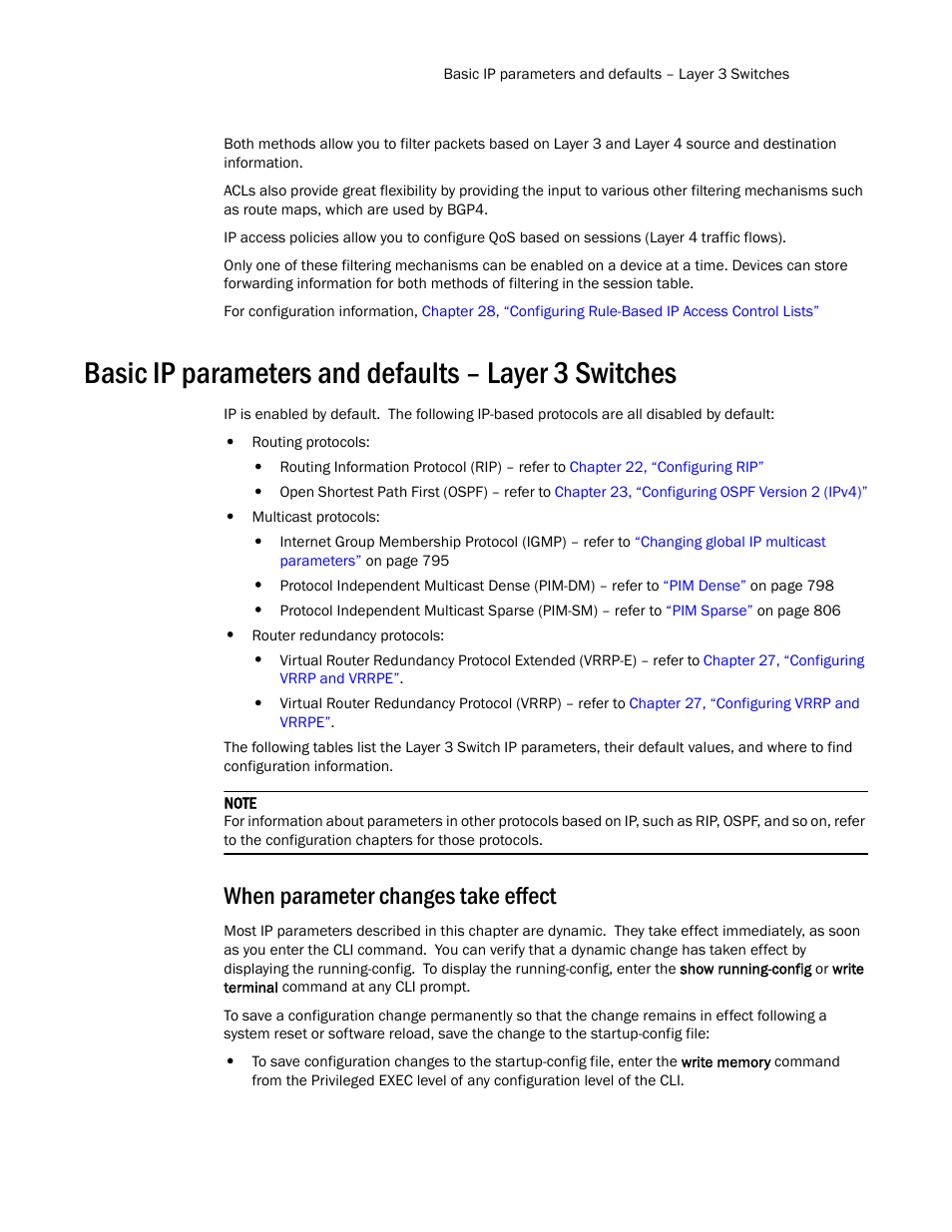 When parameter changes take effect | Brocade TurboIron 24X Series Configuration Guide User Manual | Page 475 / 1116