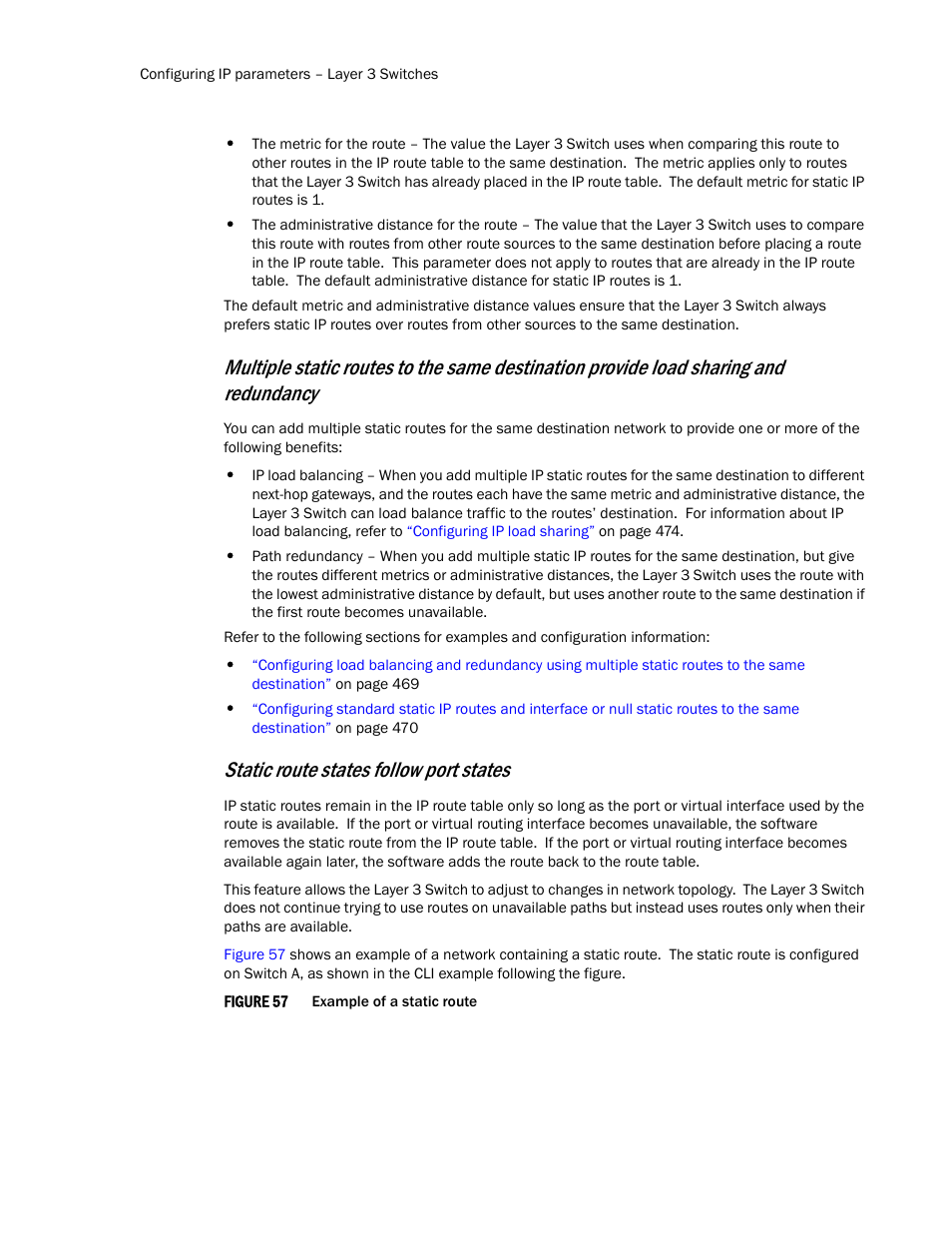 Static route states follow port states | Brocade TurboIron 24X Series Configuration Guide User Manual | Page 500 / 1116