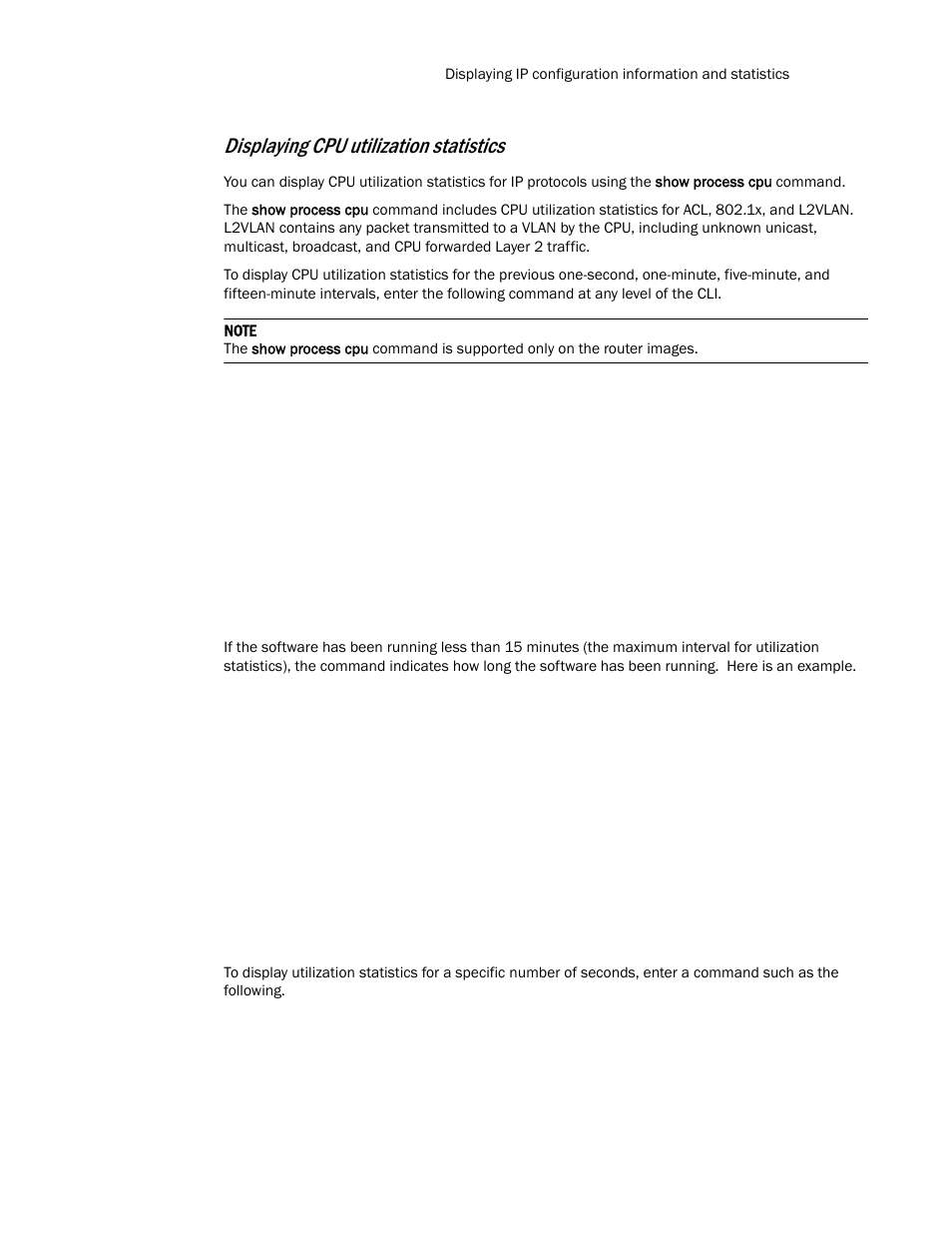 Displaying cpu utilization statistics | Brocade TurboIron 24X Series Configuration Guide User Manual | Page 529 / 1116