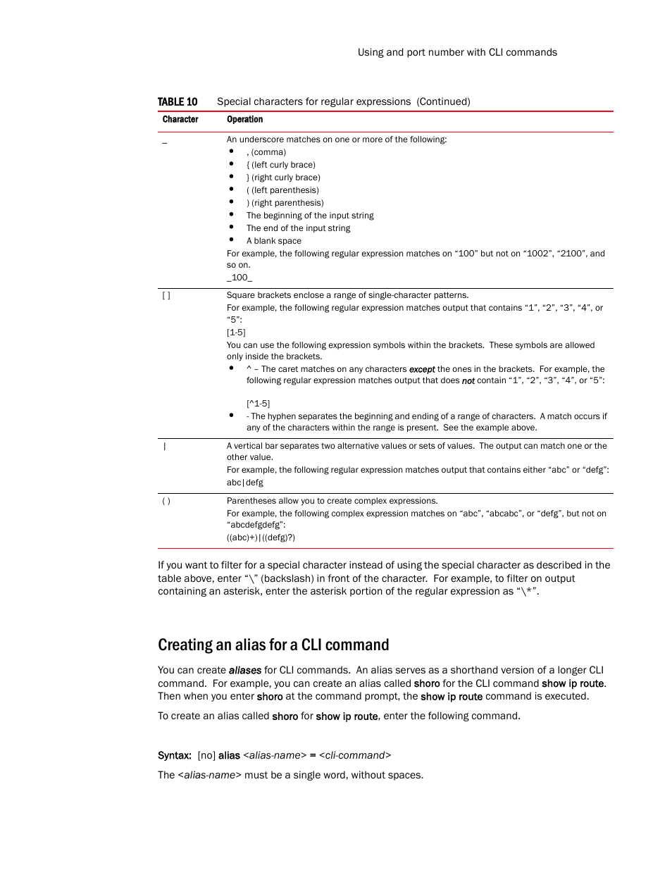 Creating an alias for a cli command | Brocade TurboIron 24X Series Configuration Guide User Manual | Page 53 / 1116