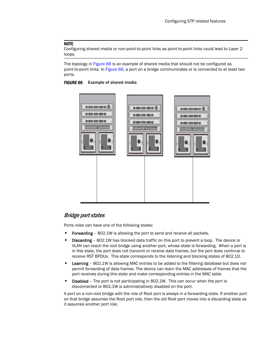Bridge port states | Brocade TurboIron 24X Series Configuration Guide User Manual | Page 563 / 1116