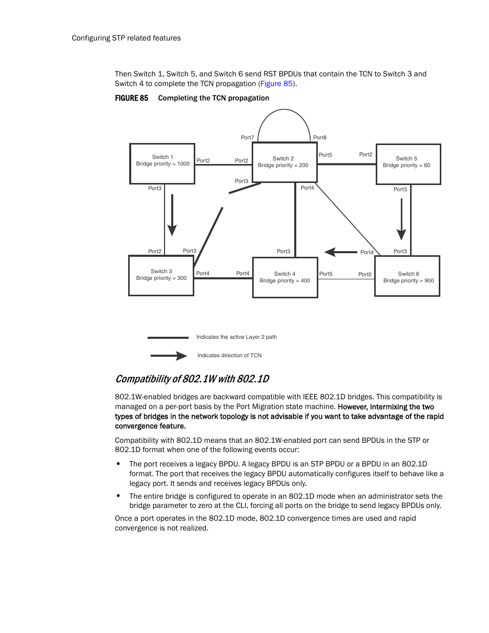 Compatibility of 802.1w with 802.1d, Figure 85 | Brocade TurboIron 24X Series Configuration Guide User Manual | Page 586 / 1116